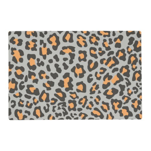 Leopard Print Black Gray Orange Placemat