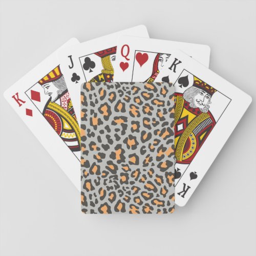Leopard Print Black Gray Orange Poker Cards