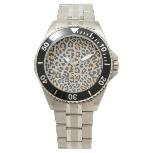 Leopard Print Black Gray Orange Watch