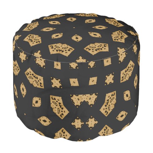 Leopard Print Black Mandala Pouf