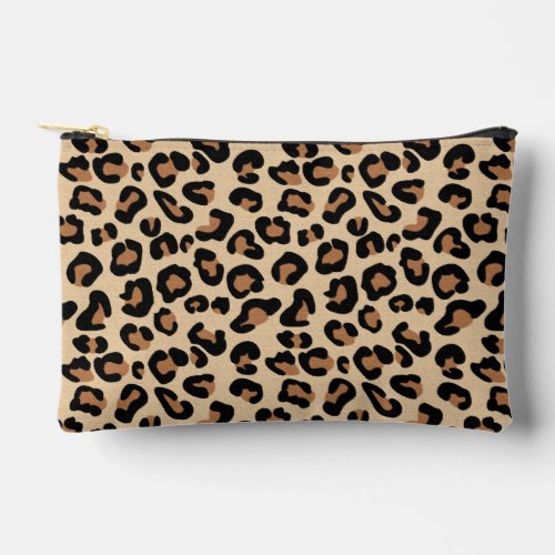 Leopard Print Black Rust and Tan Accessory Pouch