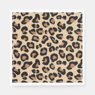 Leopard Print, Black, Rust and Tan Napkins