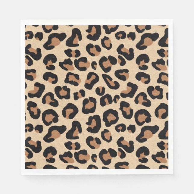 Leopard Print, Black, Rust and Tan Napkins (Front)
