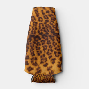 Leopard print black spotted Skin Texture Template Bottle Cooler