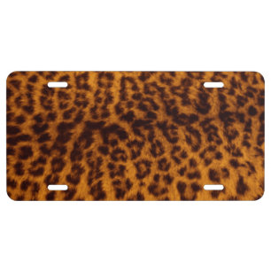 Leopard print black spotted Skin Texture Template License Plate