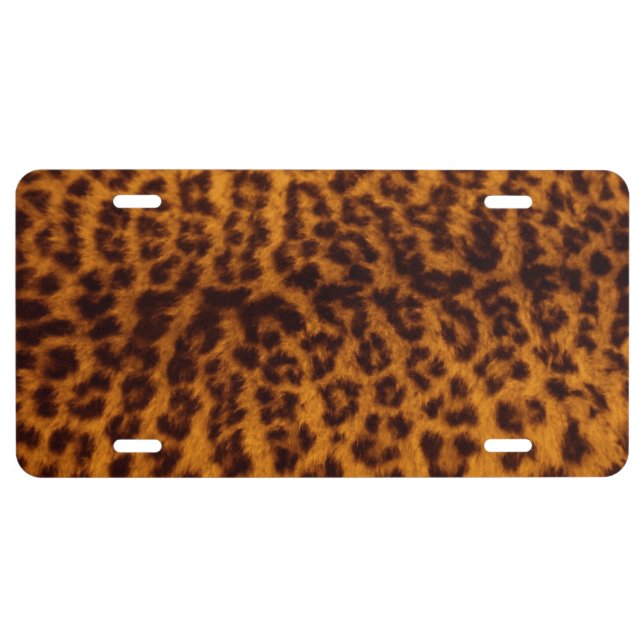 Leopard print black spotted Skin Texture Template License Plate (Front)