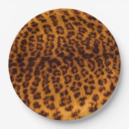 Leopard print black spotted Skin Texture Template Paper Plates