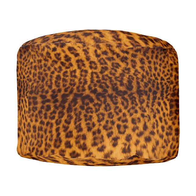 Leopard print black spotted Skin Texture Template Pouf (Front)