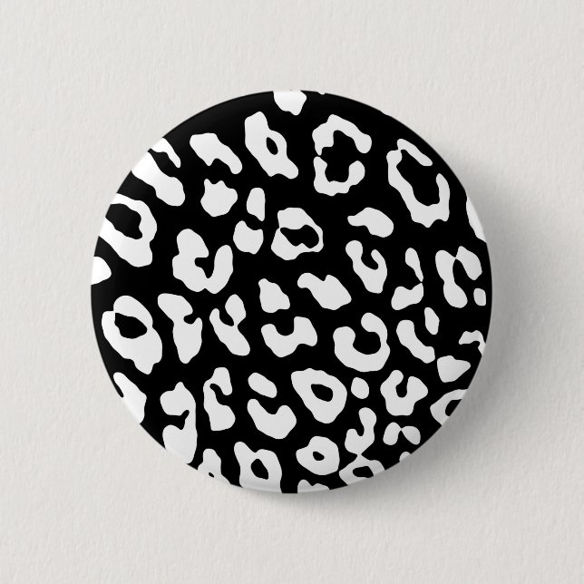 Leopard Print Black White Button (Front)