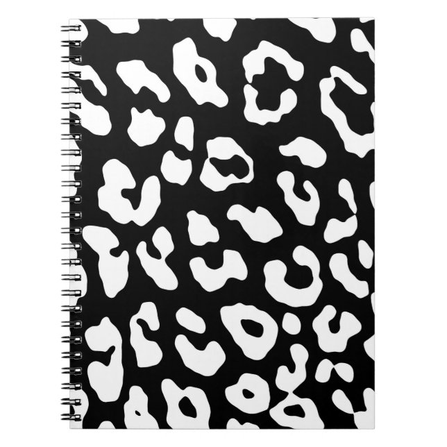 Leopard Print Black White Notebook (Front)