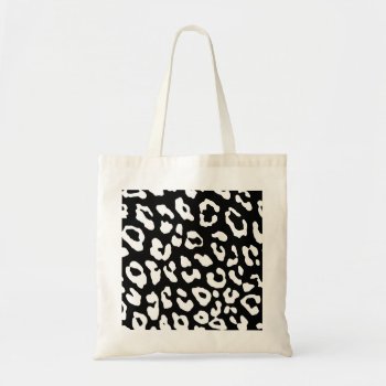 Leopard Print Black White Tote Bag by BlakCircleGirl at Zazzle