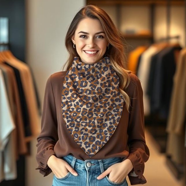 Leopard Print-Blue and Brown- Bandana (Leopard Print-Blue and Brown- Bandana)