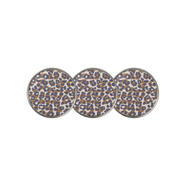 Leopard Print-Blue and  Brown- Golf Ball Marker (3 Up)