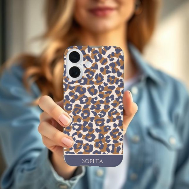 Leopard Print-Blue and Brown- Iphone Case (Leopard Print-Blue and Brown- Case-Mate iPhone Case )