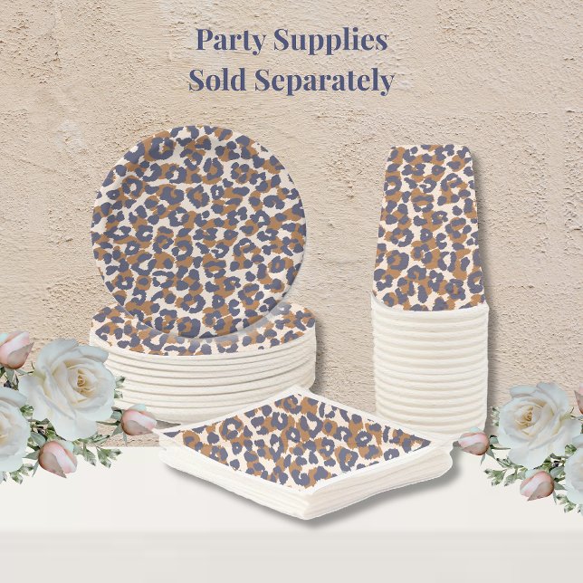 Leopard Print-Blue and Brown Paper Cups (Leopard Print- Blue and Brown Party Supplies plates napkins and cups)