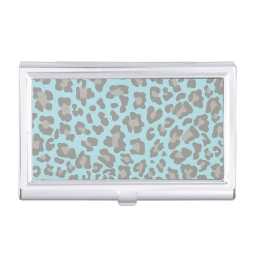 Leopard Print Blue and Gray Business Card Holder