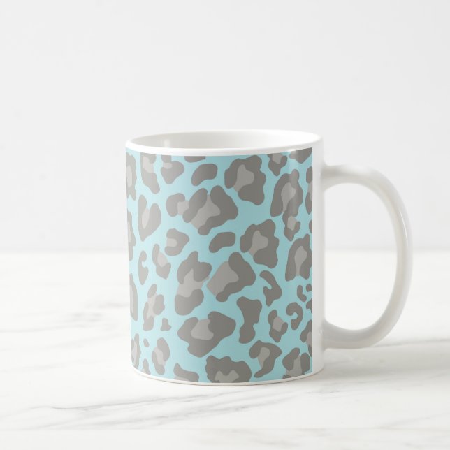 Leopard Print Blue and Gray Coffee Mug (Right)