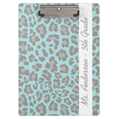 Leopard Print Blue and Gray Customized Clipboard