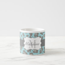 Leopard Print Blue and Gray Espresso Mug