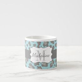 Leopard Print Blue and Gray Espresso Mug