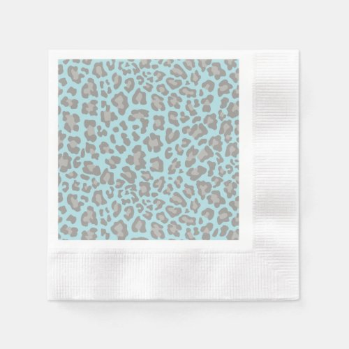 Leopard Print Blue and Gray Napkins