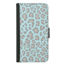 Leopard Print Blue and Gray Wallet Phone Case For Samsung Galaxy S5