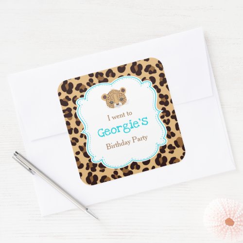 Leopard Print Blue Quatre foil I went to Square Sticker