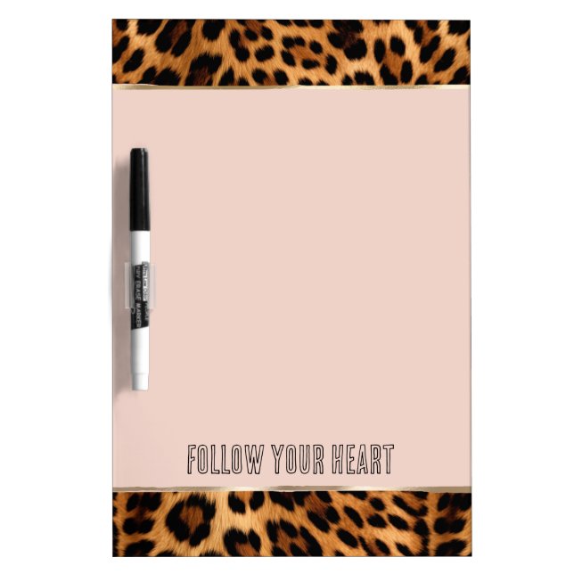Leopard Print Blush Pink Chic Gold Glam Dry Erase Board (Front)