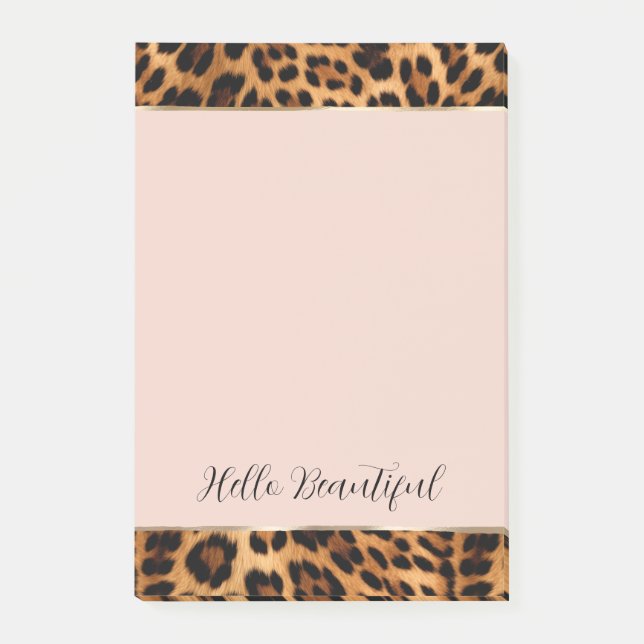 Leopard Print Blush Pink Chic Gold Glam Post-it Notes (Front)