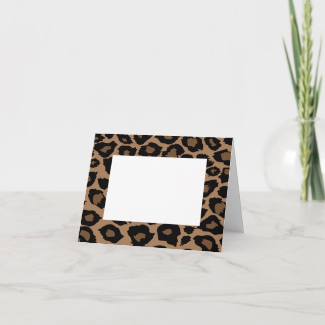 Leopard Print Border Note Card (Front)