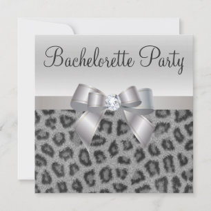 Leopard Print, Bow & Diamond  Bachelorette Party Invitation