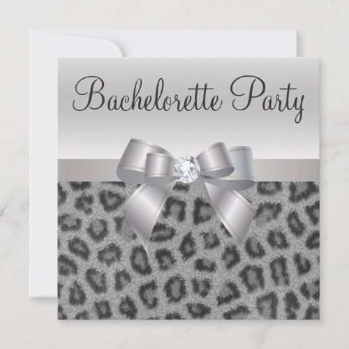 Leopard Print Bow  Diamond  Bachelorette Party Invitation