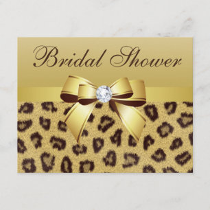 Leopard Print, Bow & Diamond Bridal Shower Invitation