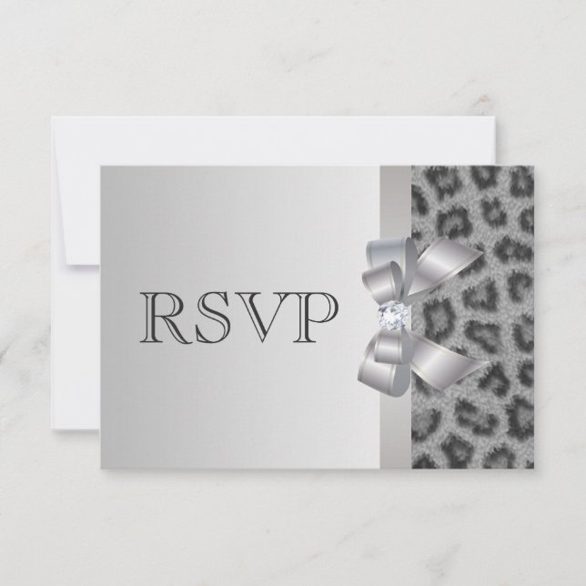 Leopard Print, Bow & Diamond RSVP Wedding (Front)
