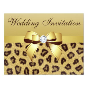 Leopard Wedding Invitations Zazzle Leopard Print Bow Diamond Wedding Invitation