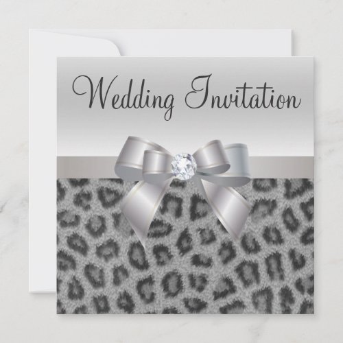 Leopard Print Bow  Diamond  Wedding Invites