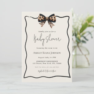 Leopard Print Bow Gender Neutral Baby Shower Invitation