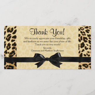 Leopard Print Bow Thank You Note Cards