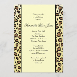 Leopard Print Bridal Shower Invitation Two Stripes