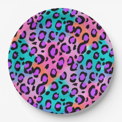 Leopard Print Bright and Colorful Party Paper Plates