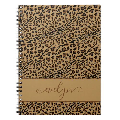 Leopard Print Brown and Black Personalized Notebook