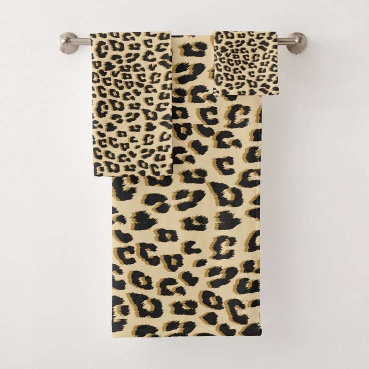 Leopard Print Brown Bath Towel Set Zazzle