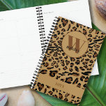 Leopard Print Brown Black Monogrammed 2023 Planner<br><div class="desc">Leopard print,  monogrammed planner in black and brown. The template is ready for you to add your monogram (initial and name) and the year. Modern typography and chic animal print design.</div>