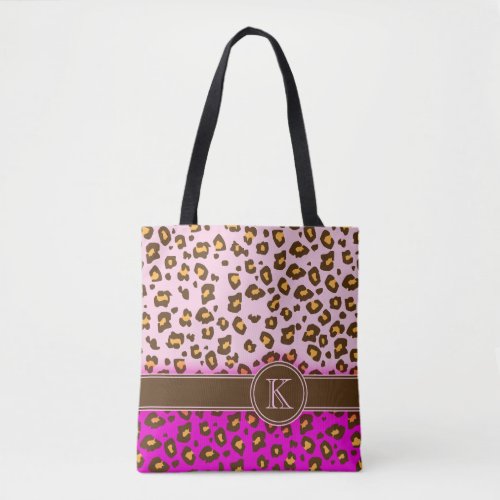 Leopard print brown pink monogram animal print bag