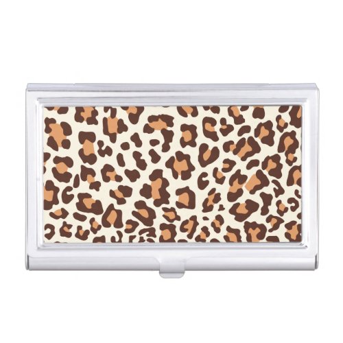 Leopard Print Brown Tan Cream Case For Business Cards