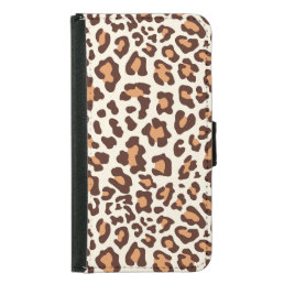 Leopard Print Brown, Tan, Cream Wallet Phone Case For Samsung Galaxy S5