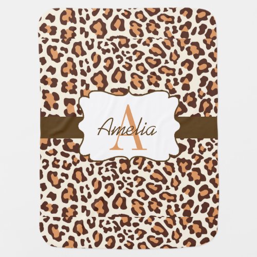 Leopard Print Brown Tan Cream Swaddle Blanket