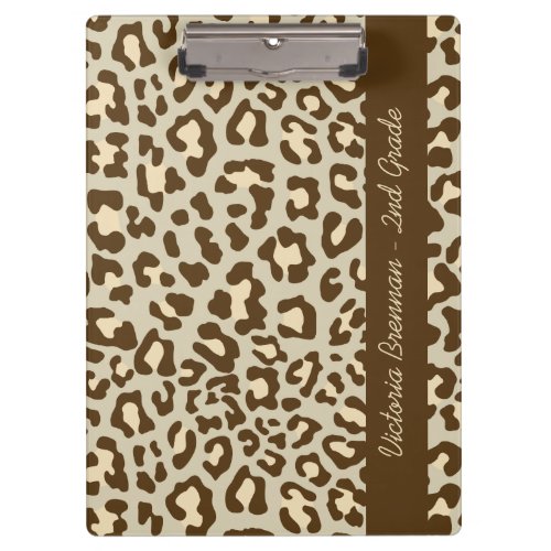 Leopard Print Brown Tan Peach Custom Clipboard