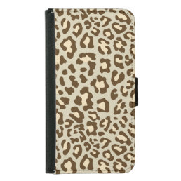 Leopard Print Brown, Tan, Peach Samsung Galaxy S5 Wallet Case