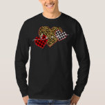 Leopard Print Buffalo Plaid Love Valentines Day He T-Shirt
